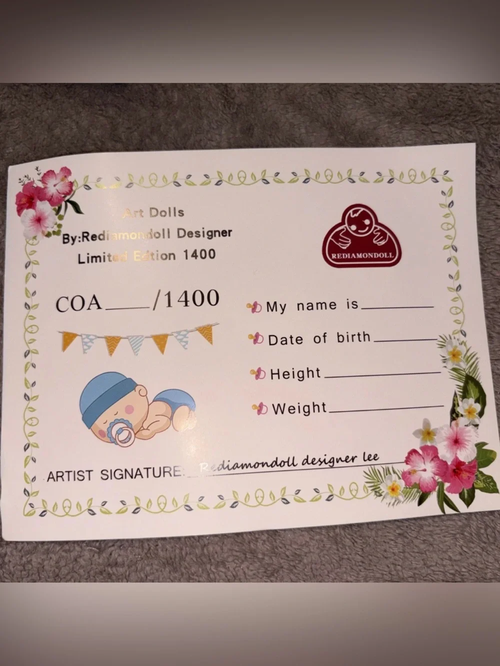 Hoomai Reborn Baby Girl Unknown But She’s Super Cute! 18” Long